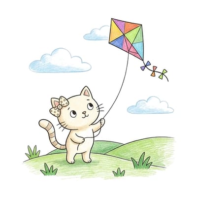 Bow Kitten Kite, colored example
