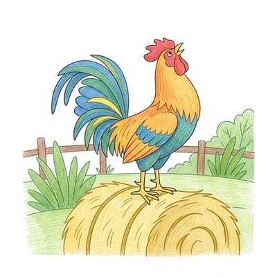 Rooster Hay Bale, colored example