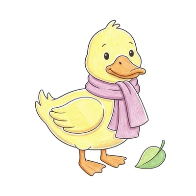 Duck With Scarf, colored example