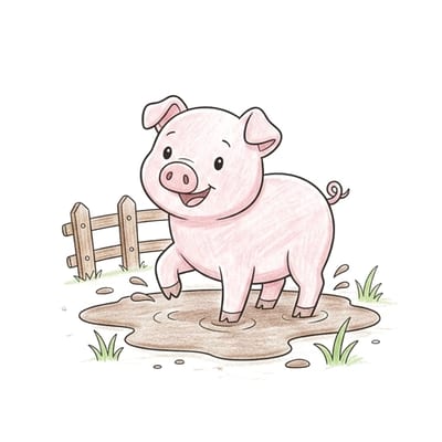 Pig Mud Puddle, colored example