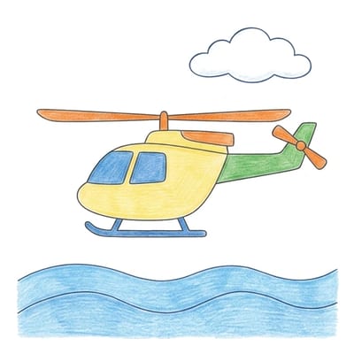 Helicopter Over Waves, colored example
