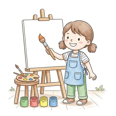 Artist At Easel, colored example