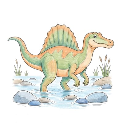 Spinosaurus River Wading, colored example