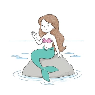 Mermaid On Rock, colored example