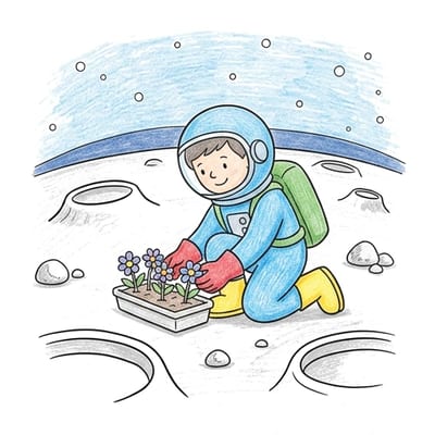 Moon Garden Astronaut, colored example