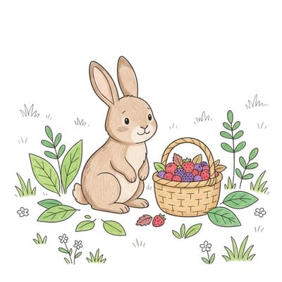 Rabbit Berry Basket, colored example