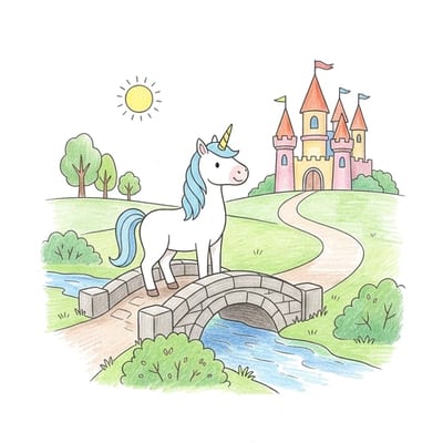 Unicorn Castle Bridge, colored example