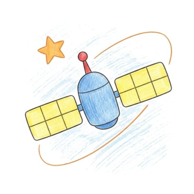 Orbiting Satellite, colored example
