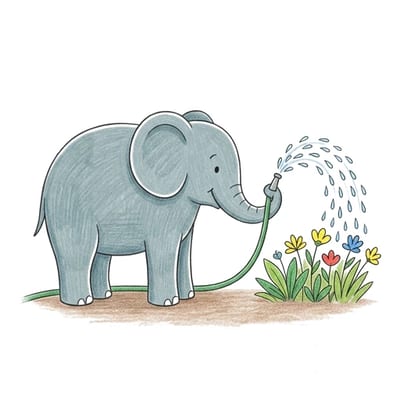 Elephant Flower Shower, colored example