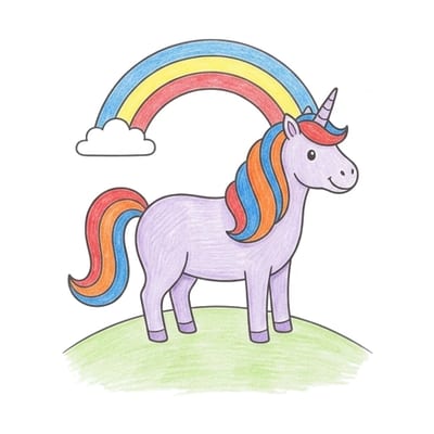 Unicorn Rainbow Hill, colored example