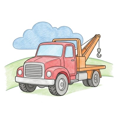 Tow Truck Hilltop, colored example