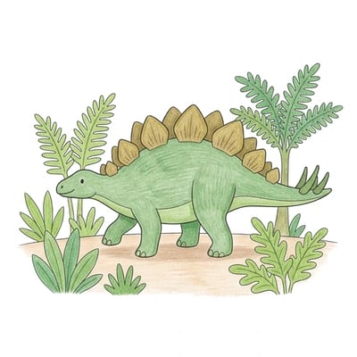 Stegosaurus Fern Stroll, colored example