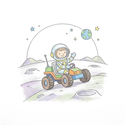 Astronaut Lunar Buggy, colored example