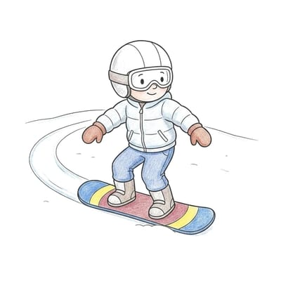 Snowboarder Turning, colored example