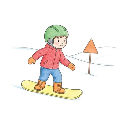 Snowboarder At Flag, colored example
