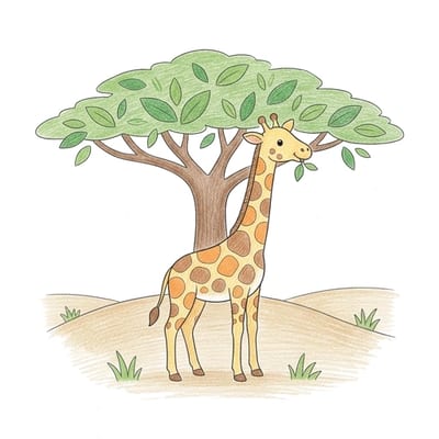 Giraffe Acacia Stroll, colored example