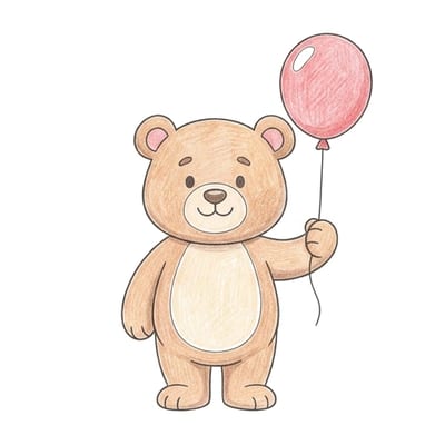 Bear Holding Balloon, colored example