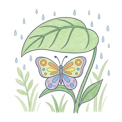 Butterfly Rain Shelter, colored example