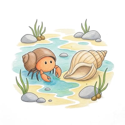 Hermit Crab Shell Hunt, colored example