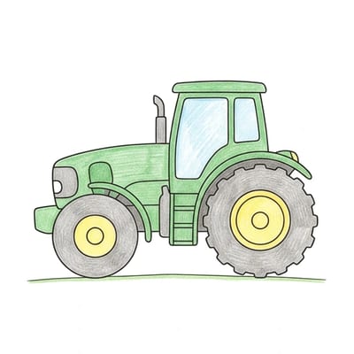 Simple Farm Tractor, colored example