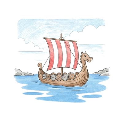 Viking Longship Bay, colored example