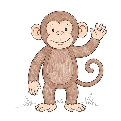 Monkey Waving, colored example