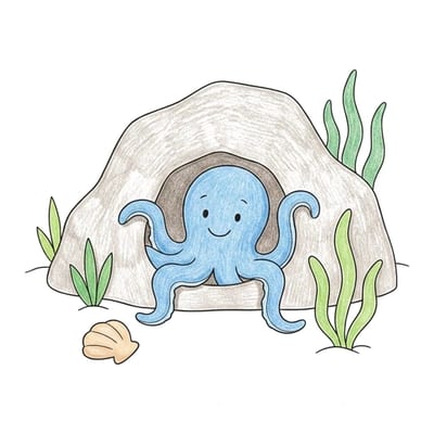 Octopus Rocky Den, colored example