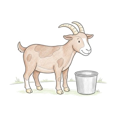 Goat Beside Pail, colored example