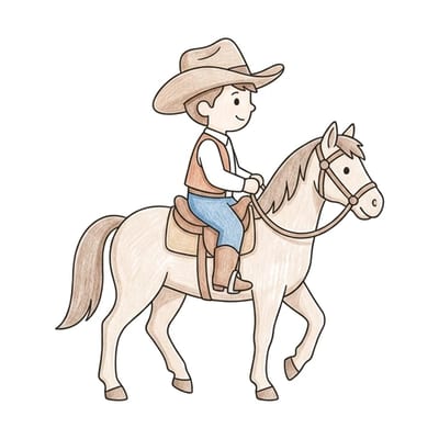 Cowboy On Horse, colored example
