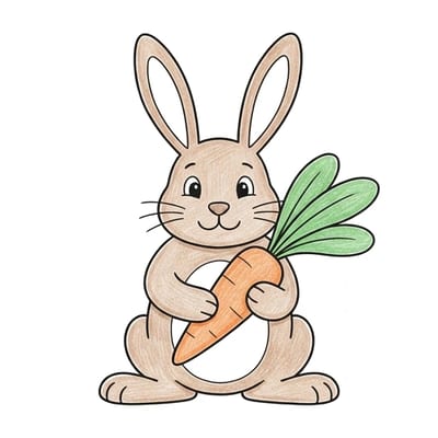 Rabbit With Carrot, colored example