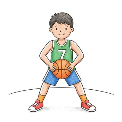 Basketball Ready Stance, colored example