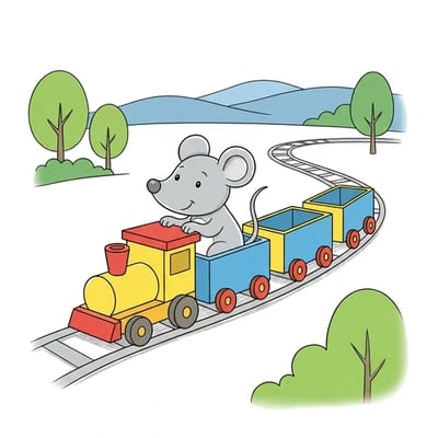 Mouse Toy Train, colored example