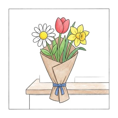 Flower Shop Bouquet, colored example