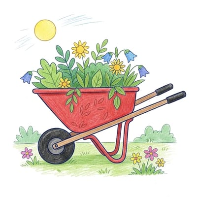 Garden Wheelbarrow, colored example