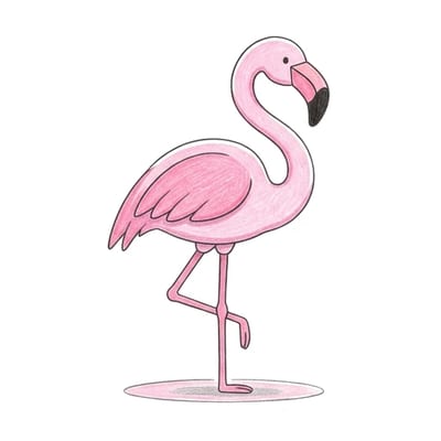 Flamingo Standing Tall, colored example