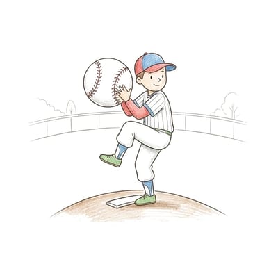 Baseball Pitcher Windup, colored example