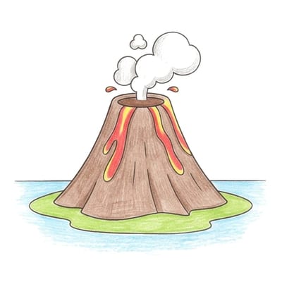Gentle Volcano Eruption, colored example