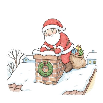 Santa Chimney Visit, colored example