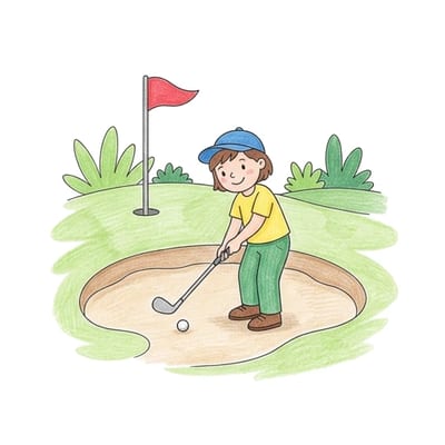 Golfer Sand Trap Swing, colored example