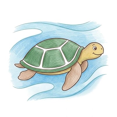 Turtle Swimming, colored example