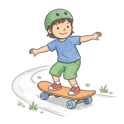 Skateboarder Gentle Turn, colored example
