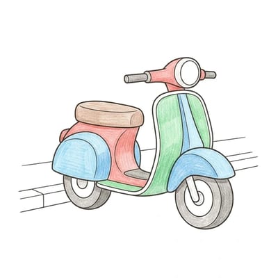 Scooter At Curb, colored example
