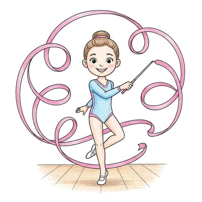 Ribbon Gymnast Pose, colored example
