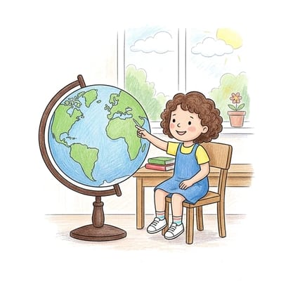 Classroom Globe Lesson, colored example