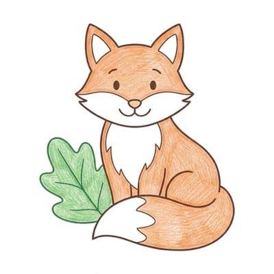 Fox With Leaf, colored example
