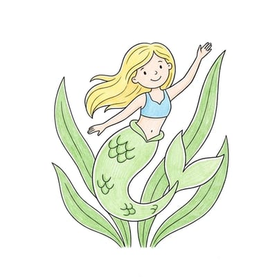 Mermaid Seagrass Swim, colored example