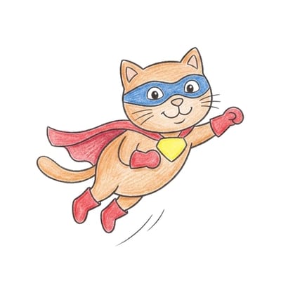 Superhero Cat Leap, colored example