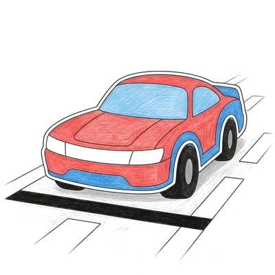 Racing Car Starting Line, colored example