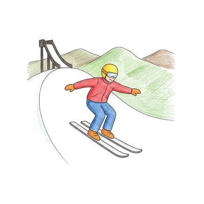 Ski Jump Landing, colored example