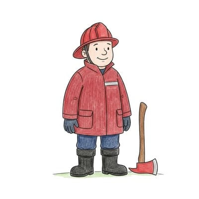 Firefighter With Axe, colored example